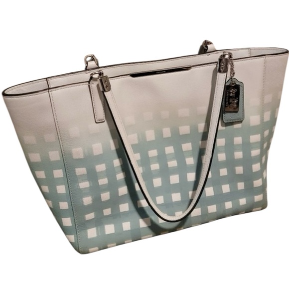 Coach Madison East/West Tote in Gingham Saffiano Leather - Picture 5 of 9